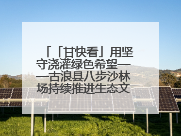 「甘快看」用坚守浇灌绿色希望——古浪县八步沙林场持续推进生态文明建设见闻