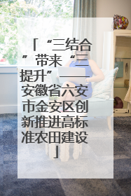 “三结合”带来“三提升”——安徽省六安市金安区创新推进高标准农田建设