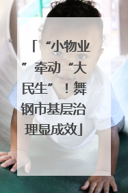 “小物业”牵动“大民生”！舞钢市基层治理显成效
