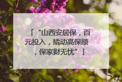 “山西安居保，百元投入，撬动高保额，保家财无忧”