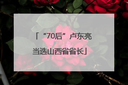 “70后”卢东亮当选山西省省长