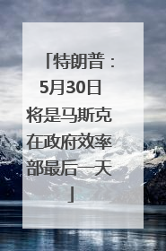 特朗普：5月30日将是马斯克在政府效率部最后一天