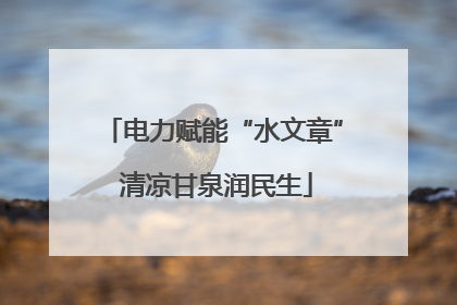 电力赋能“水文章” 清凉甘泉润民生