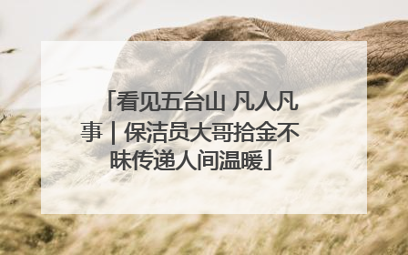 看见五台山 凡人凡事｜保洁员大哥拾金不昧传递人间温暖
