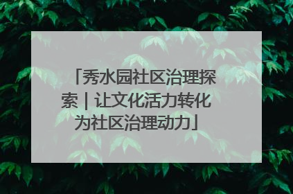 秀水园社区治理探索｜让文化活力转化为社区治理动力