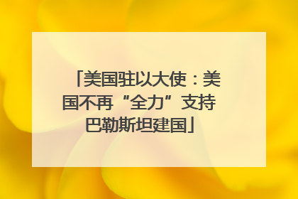 美国驻以大使：美国不再“全力”支持巴勒斯坦建国
