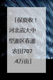 保夏收！河北省大中型灌区春灌农田707.4万亩