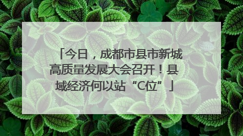 今日，成都市县市新城高质量发展大会召开！县域经济何以站“C位”