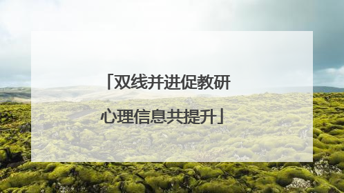 双线并进促教研 心理信息共提升