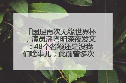 国足再次无缘世界杯，演员潘粤明深夜发文：48个名额还是没我们啥事儿；此前曾多次为国足发声