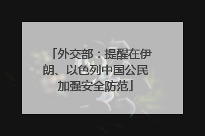 外交部：提醒在伊朗、以色列中国公民加强安全防范
