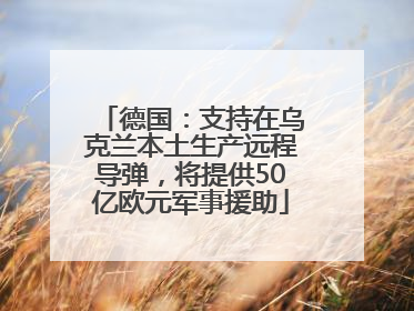 德国：支持在乌克兰本土生产远程导弹，将提供50亿欧元军事援助