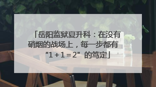 岳阳监狱夏升科：在没有硝烟的战场上，每一步都有“1＋1＝2”的笃定