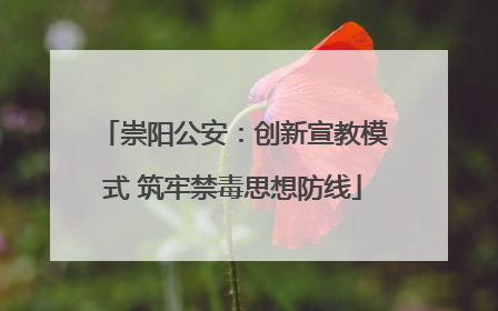 崇阳公安：创新宣教模式 筑牢禁毒思想防线