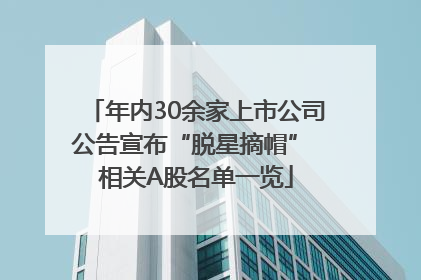 年内30余家上市公司公告宣布“脱星摘帽” 相关A股名单一览