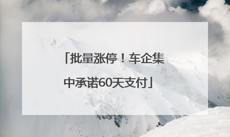 批量涨停！车企集中承诺60天支付