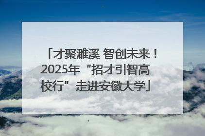 才聚濉溪 智创未来！2025年“招才引智高校行”走进安徽大学