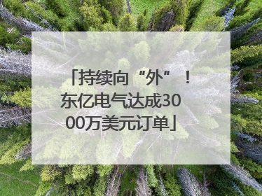 持续向“外”！东亿电气达成3000万美元订单