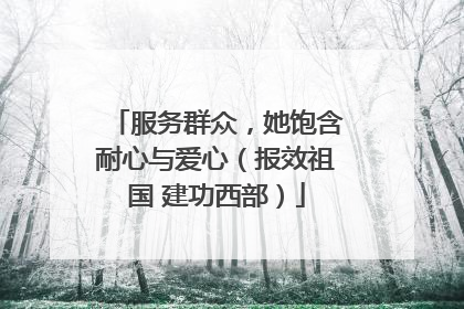 服务群众，她饱含耐心与爱心（报效祖国 建功西部）