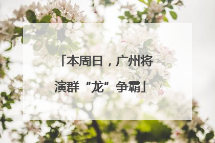 本周日，广州将演群“龙”争霸