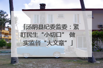 汤阴县纪委监委：紧盯民生“小切口” 做实监督“大文章”