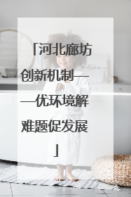 河北廊坊创新机制——优环境解难题促发展