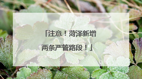 注意！菏泽新增两条严管路段！