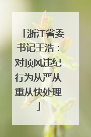 浙江省委书记王浩：对顶风违纪行为从严从重从快处理