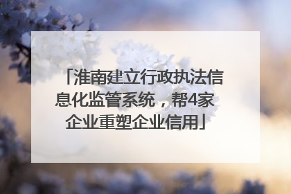 淮南建立行政执法信息化监管系统，帮4家企业重塑企业信用