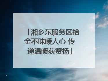 湘乡东服务区拾金不昧暖人心 传递温暖获赞扬