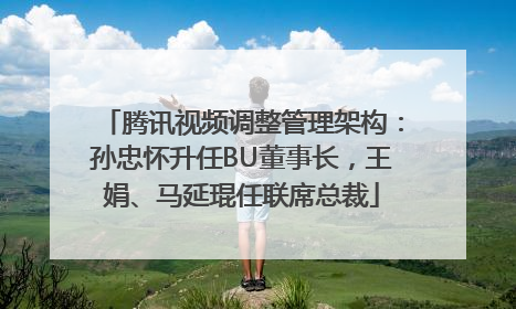 腾讯视频调整管理架构：孙忠怀升任BU董事长，王娟、马延琨任联席总裁