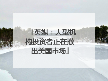 英媒：大型机构投资者正在撤出美国市场
