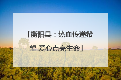 衡阳县：热血传递希望 爱心点亮生命