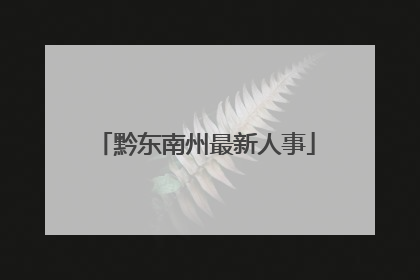 黔东南州最新人事