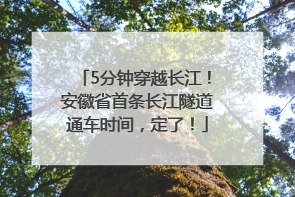 5分钟穿越长江！安徽省首条长江隧道通车时间，定了！