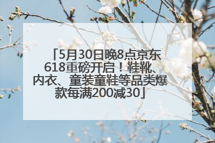 5月30日晚8点京东618重磅开启！鞋靴、内衣、童装童鞋等品类爆款每满200减30
